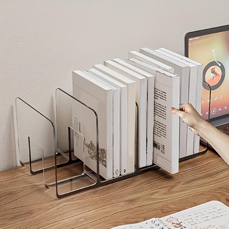 1Pc Heavy Duty Book Shelf -Space-Saving Desktop Organizer, Anti-Tip Design, No Assembly Required, Transparent Book Rack for Home