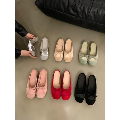 Французские туфли на плоской подошве с маленьким ароматным ветром, полутапочки, сказочные туфли 2024 года, новые летние босоножки с бантом и темпераментом