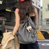 Student Casual Backpack Bag Women's Summer New Trendy Striped Canvas Bag Versatile Large-capacity Backpack