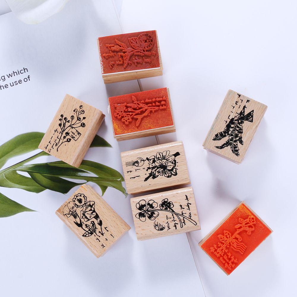 For Letters Diary Craft Grass Plants Wooden Rubber Stamps Vintage Craft Scrapbooking DIY