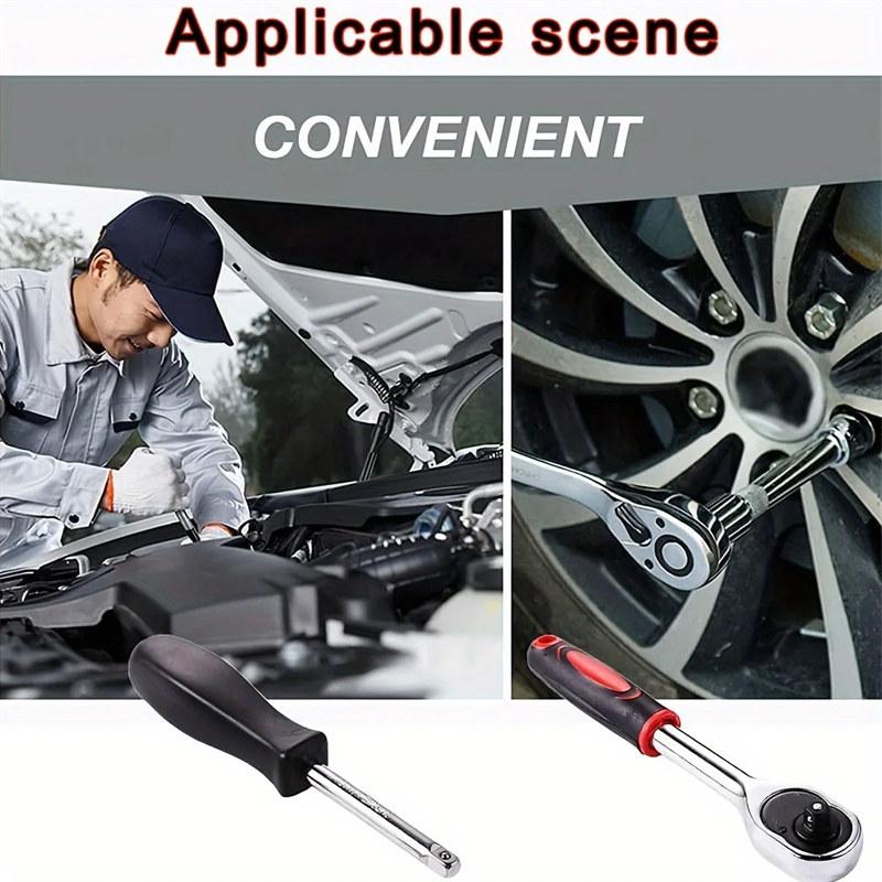 Набор из 46 головок для привода, набор гаечных ключей с храповым механизмом 1/4 дюйма, набор метрических шестигранных головок, набор инструментов для механика для авторемонта