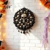 Halloween Hanging Ornaments Gothic Wall Decor, Vintage Relief Skull Ghost Bat Dark Home Interior Pieces Plaque, Aesthetic Art for Entryway Living Room