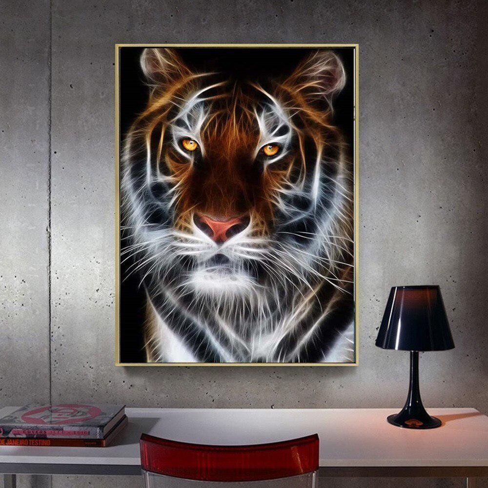 DIY Diamond Painting Full Round Tiger Diamond Embroidery Mosaic Full Display Picture
