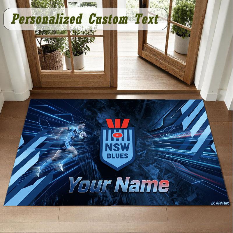 Crystal Velvet Square Rug Custom NameNSW Blues Pattern Non Slip Home Floor Decor Rug