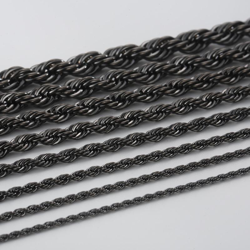 Durable Stainless Steel Rope Chain Necklace - Multi-Size, Titanium Steel for Men and Women