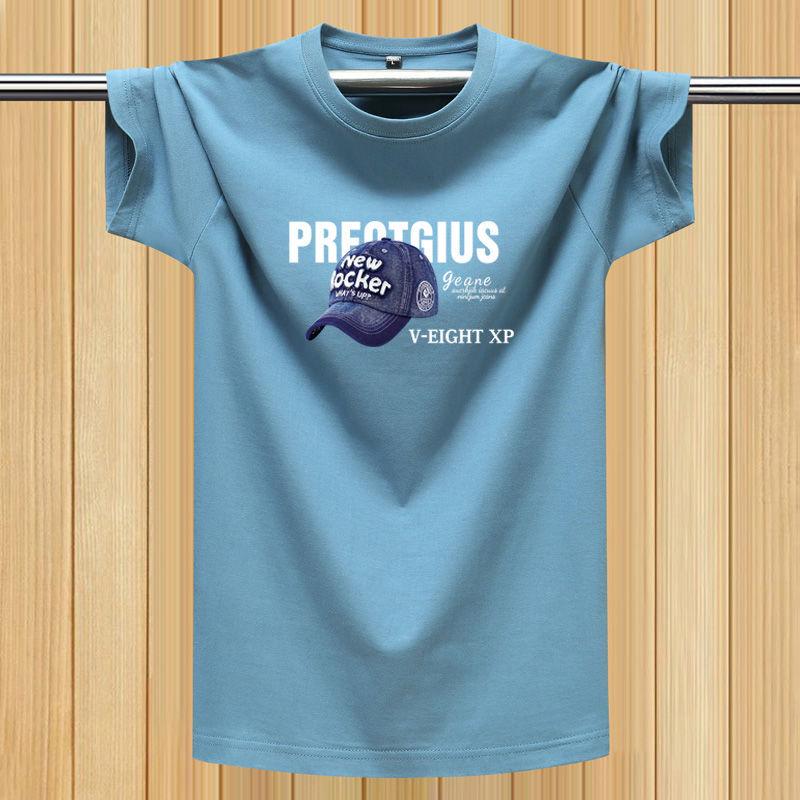 Summer T-Shirt Short-Sleeved Men'S Crew Neck Printed T-Shirt Loose Sports Half-Sleeved Undershirt Plus Size Men'S Clothing