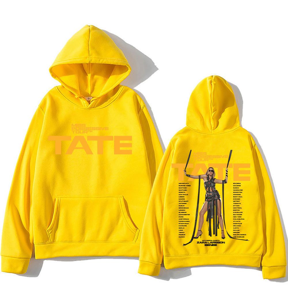 Толстовки с капюшоном Tate McRae Miss Possessive Tour для мужчин и женщин, модные толстовки осень-зима, модные пуловеры Y2K, двухсторонние, повседневные толстовки с капюшоном