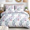 Cotton bedding 220x200 satin COTTON bunches of flowers roses purple and gray