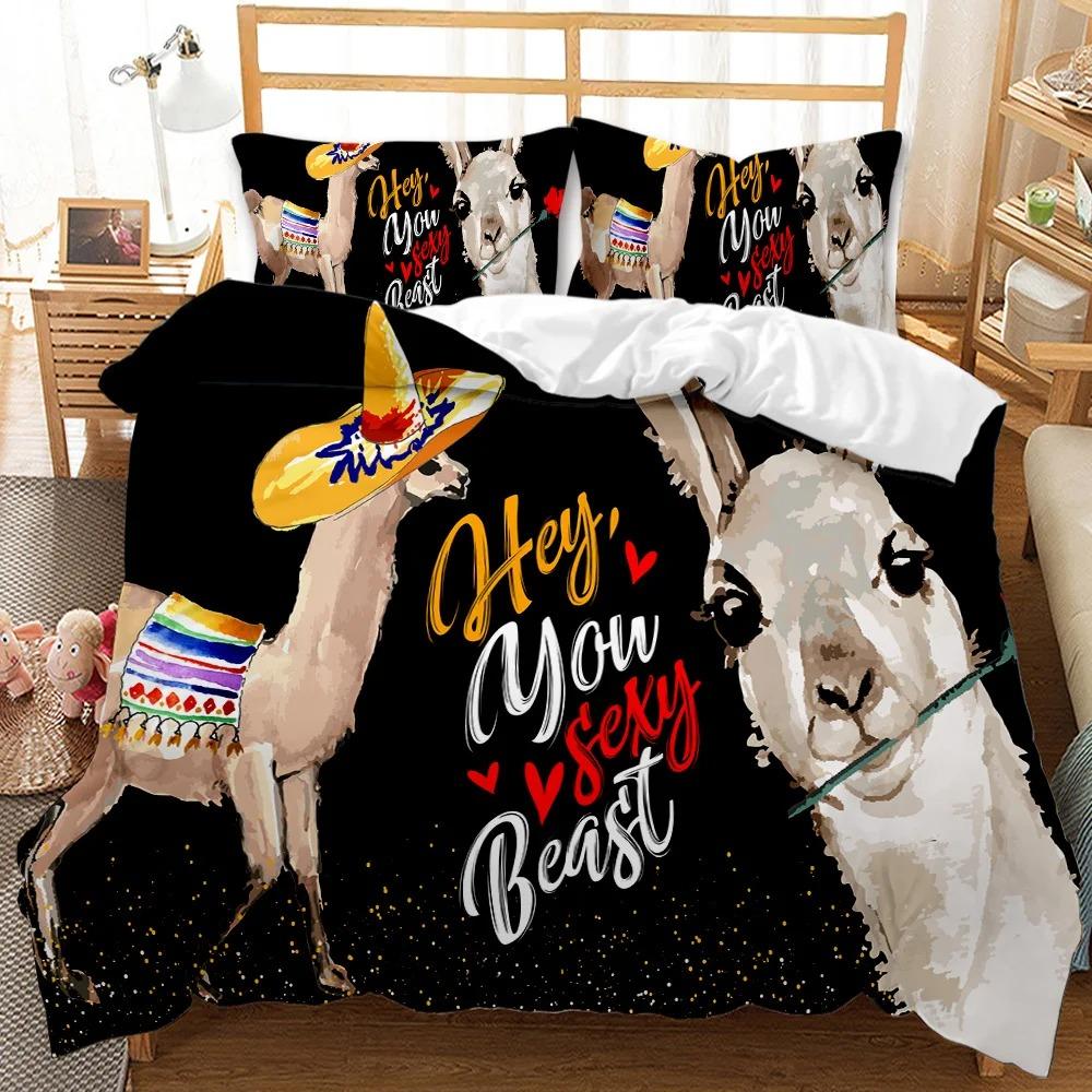 Комплект постельного белья с изображением животных ламы и милых альпак для мальчиков и девочек, двуспальный пододеяльник, наволочка для кровати, детский и взрослый домашний текстиль