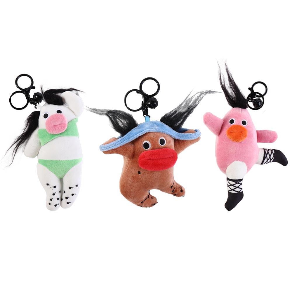 Stuffed Big Eyes Fabric Doll Key Chain PP Cotton Ugly Doll Pendant  Unisex