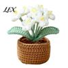 Crochet Flower Gift for Her Crocheted Potted Plant, Artificial Yarn Ornament, Vibrant Multi-color Birthday And Anniversary Knitted Desktop Plant