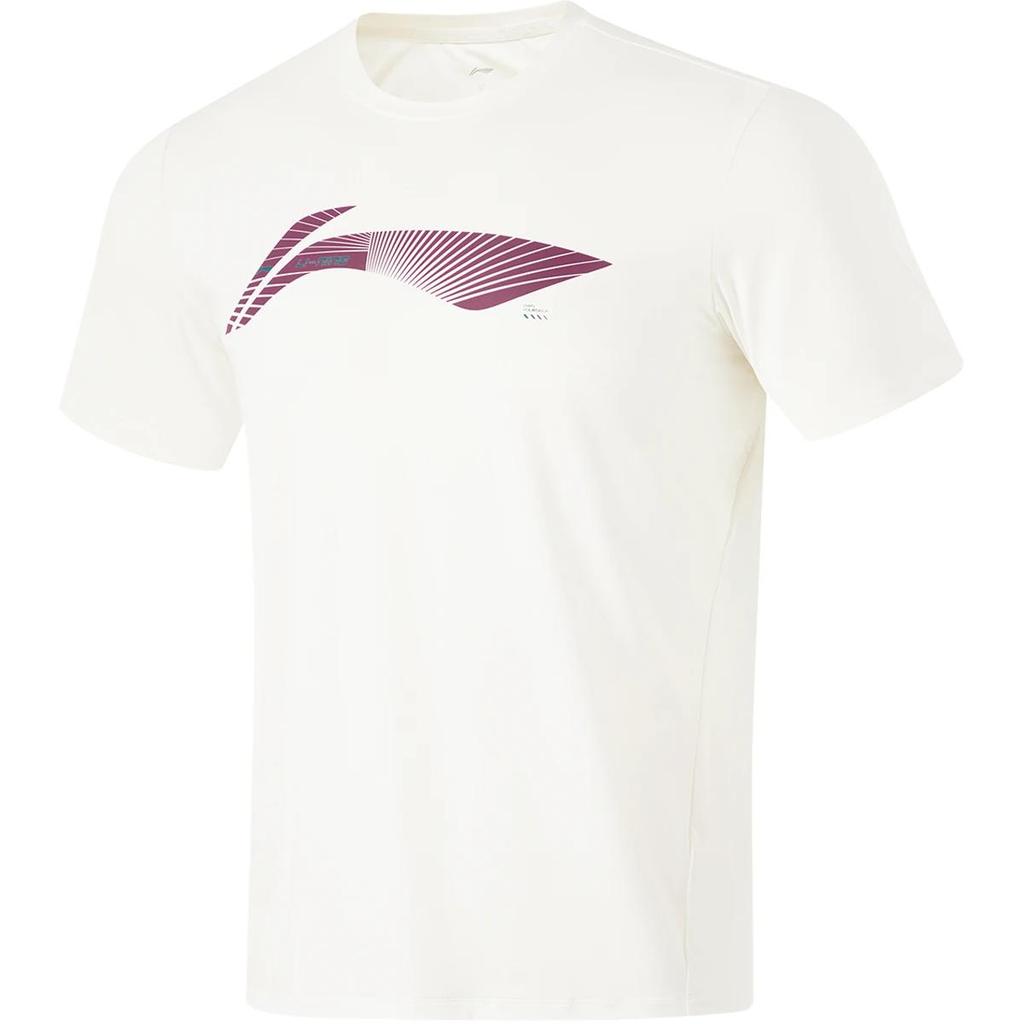Li Ning Fitness Series Logo Letter Round Neck Comfortable Breathable Short Sleeve T-Shirt Men Tops Off-White ATSU021-2