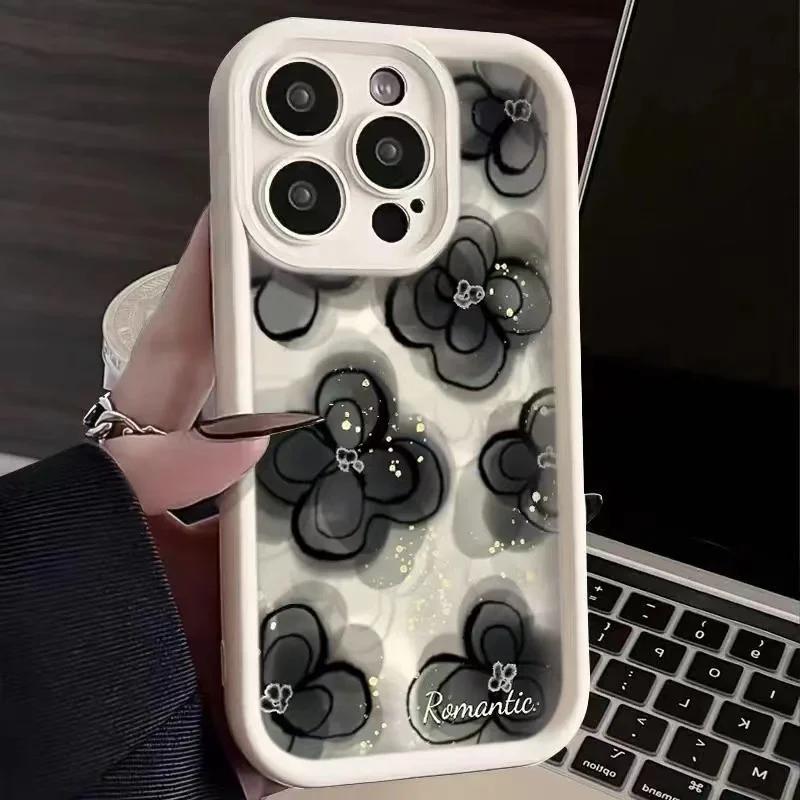 Nice Butterfly Flower Silicone Phone Case For iPhone 15 12 13 14 11 Pro Max XR XS X 7 8 Plus Shockproof matte Soft Cover