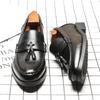 High Quality Men Leather Formal Loafers Korean Version Tassels Slip-On Driver Dress Loafers Pointed Toe Moccasin Wedding Shoes