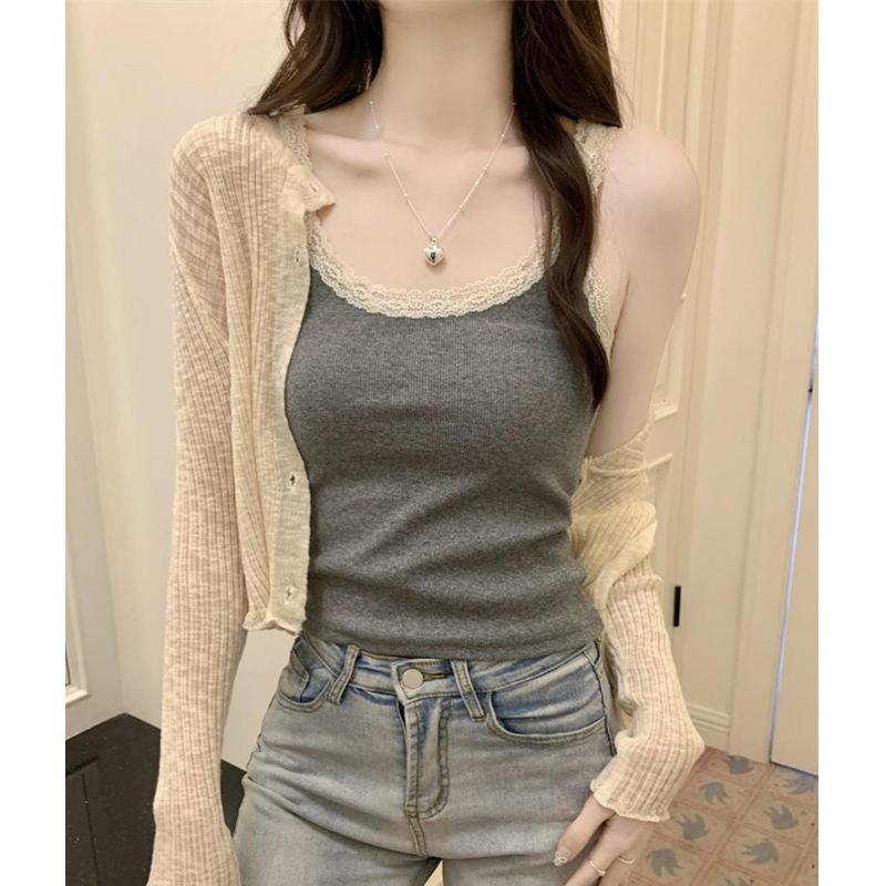 Lace Camisole Women's Summer Outer Wear New Sexy Pure Lust Style Short Top