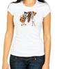 The Flintstones Characters White / Black  Women's 3/4 Short Sleeve T-Shirt L027