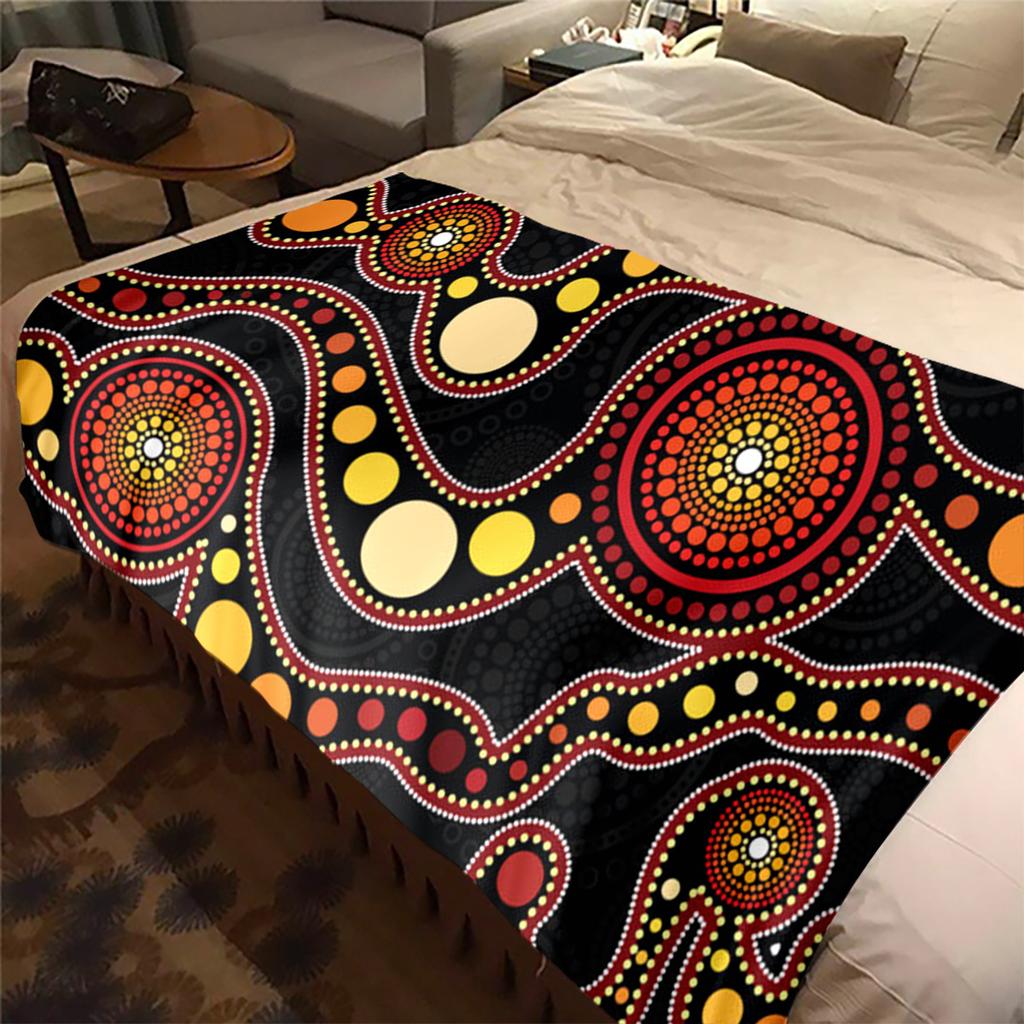 1PC Aboriginal Art Blanket Vibrant Dot Soft Comfortable All Seasons Perfect Sofa Office Travel Home Gift Idea