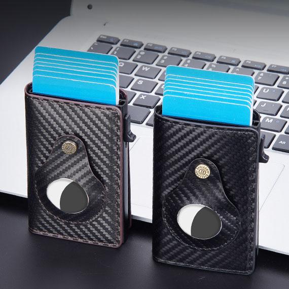 Мужской держатель для карт из углеродного волокна с блокировкой Rfid, тонкий кошелек AirTag, всплывающий держатель для кредитных карт, минималистичный кошелек с отделением для наличных