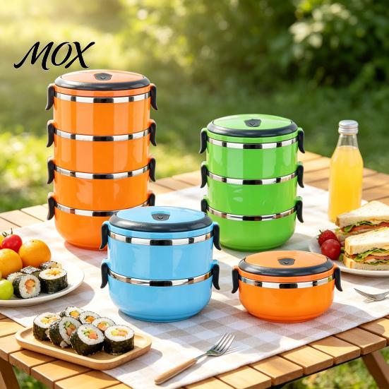 Leak Proof Meal Prep Stackable Insulated Lunch Box with Handle, Stainless Steel Interior Easy Cleaning Outdoor Picnic Food Container Design,