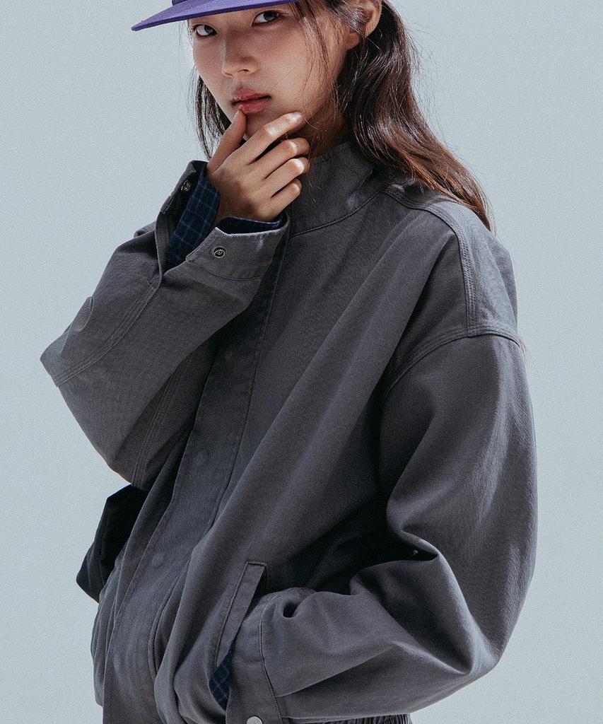 ANNEHEARTS Washed High Neck Jacket_Gray