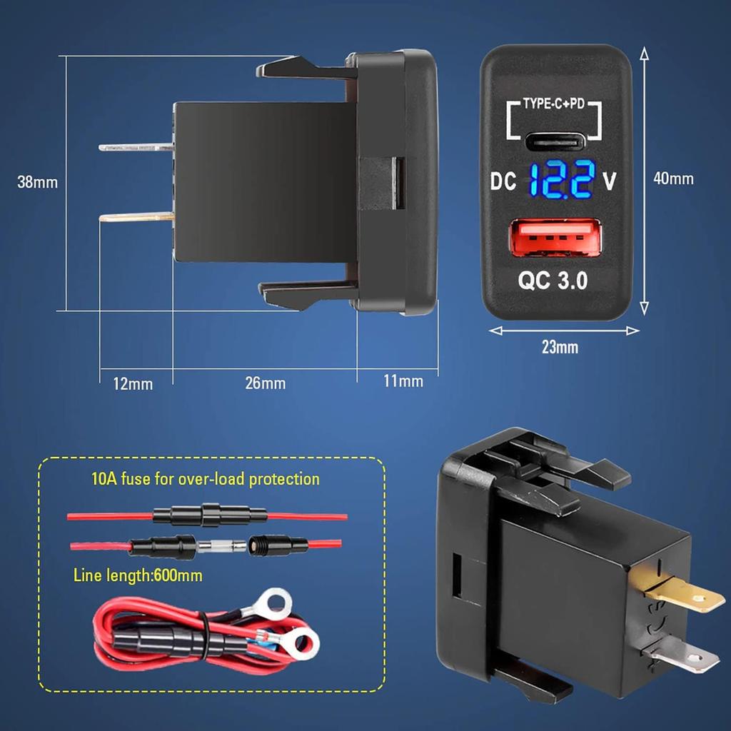 USB Автомобильное Зарядное Устройство Розетка Quick Charge 3.0 и PD USB C Порт Адаптер Розетки Питания для Автомобилей Toyota 12В/24В