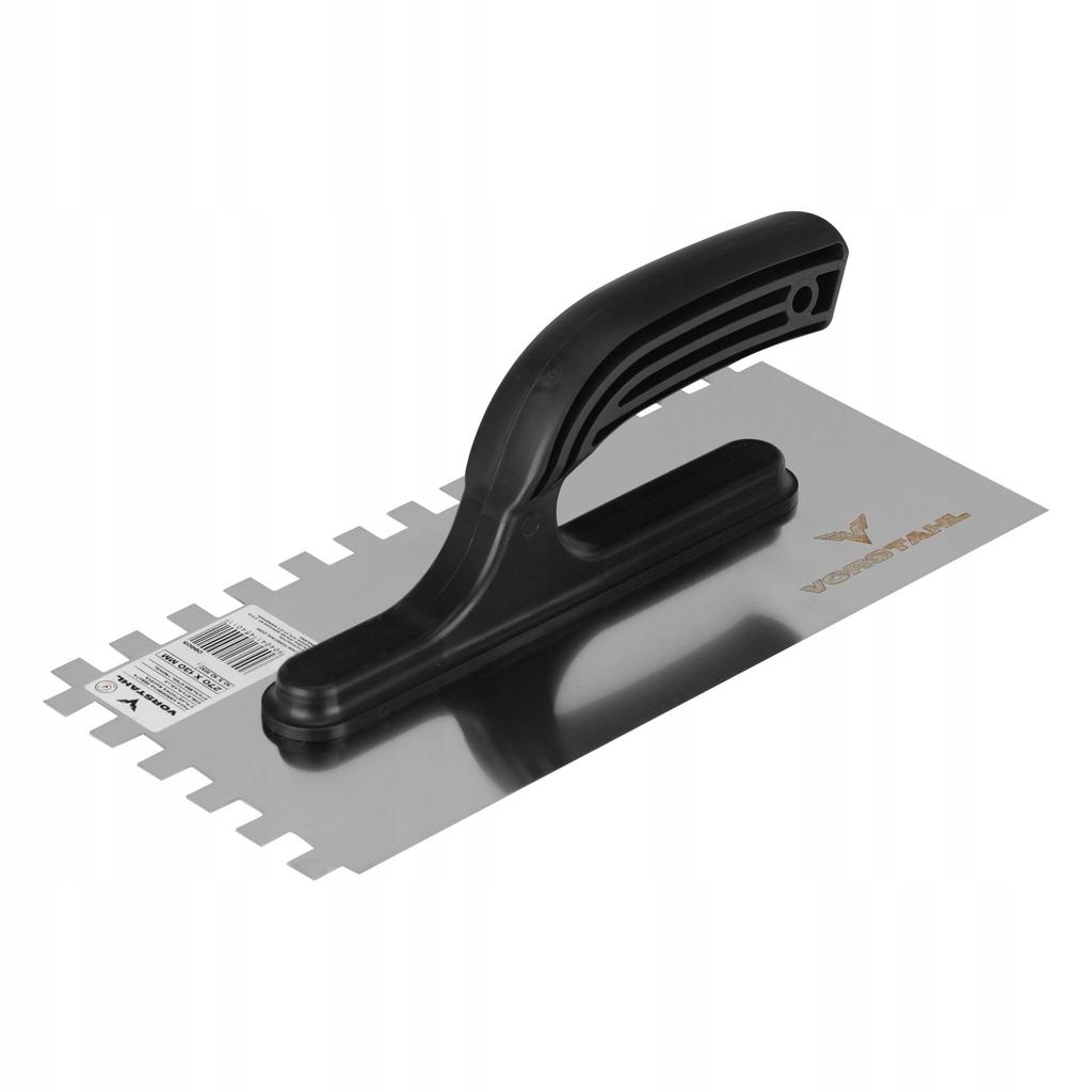 STAINLESS STEEL TROWEL Toothed plastic handle 270x130mm (4x4mm) for Vorstahl glue