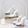 1099 Sexy High Heels: 13CM Stiletto Platform Sandals, Crystal-Clear Wedding & Banquet Shoes