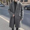 Men's Mid-Length Double-Breasted Woolen Coat with Suit Collar