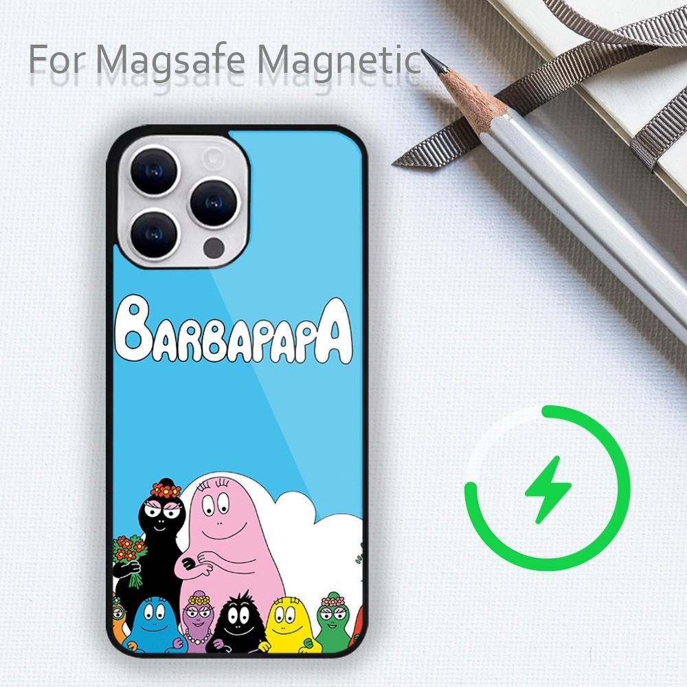 Чехол для телефона Barbapapa с рисунком из мультфильма для iPhone 15 14 13 12 11 Plus Pro Max Magsafe с магнитной беспроводной зарядкой