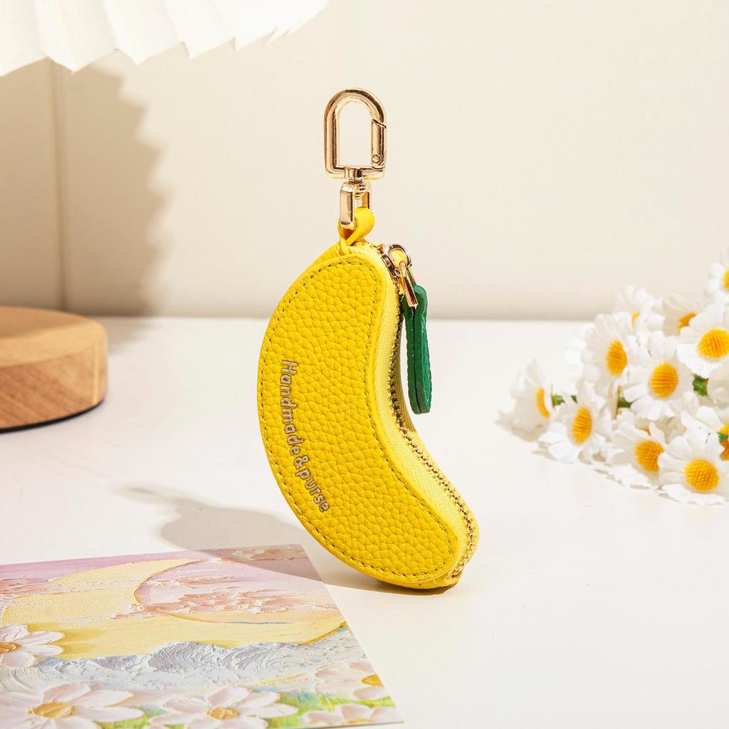 Cross-border Spot Bag Charm: Fruit Series Coin Purse, PU Leather Keychain, Earphone Bag - Small & Cute