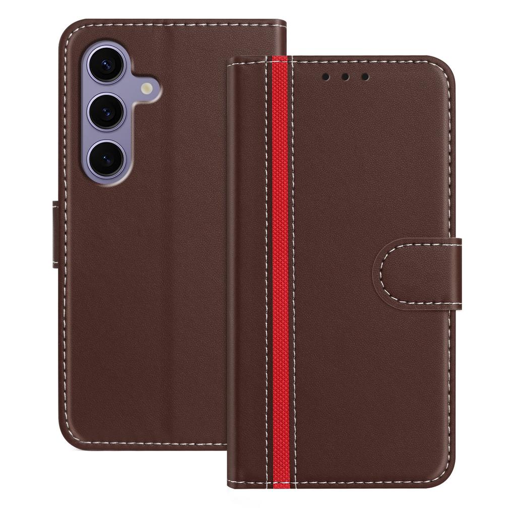 For Samsung Galaxy S24 FE Phone Cases Wallet Stand Color Splicing Leather Cover with Magnetic Clasp