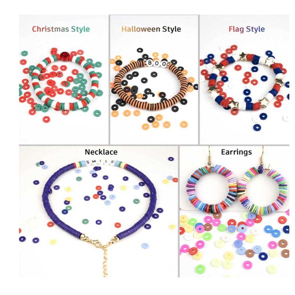 6000 шт./набор из полимерной глины, сменные бусины, многоразовые, браслет, ювелирные изделия, ожерелье, кулон, серьги, изготовление бусин, аксессуары