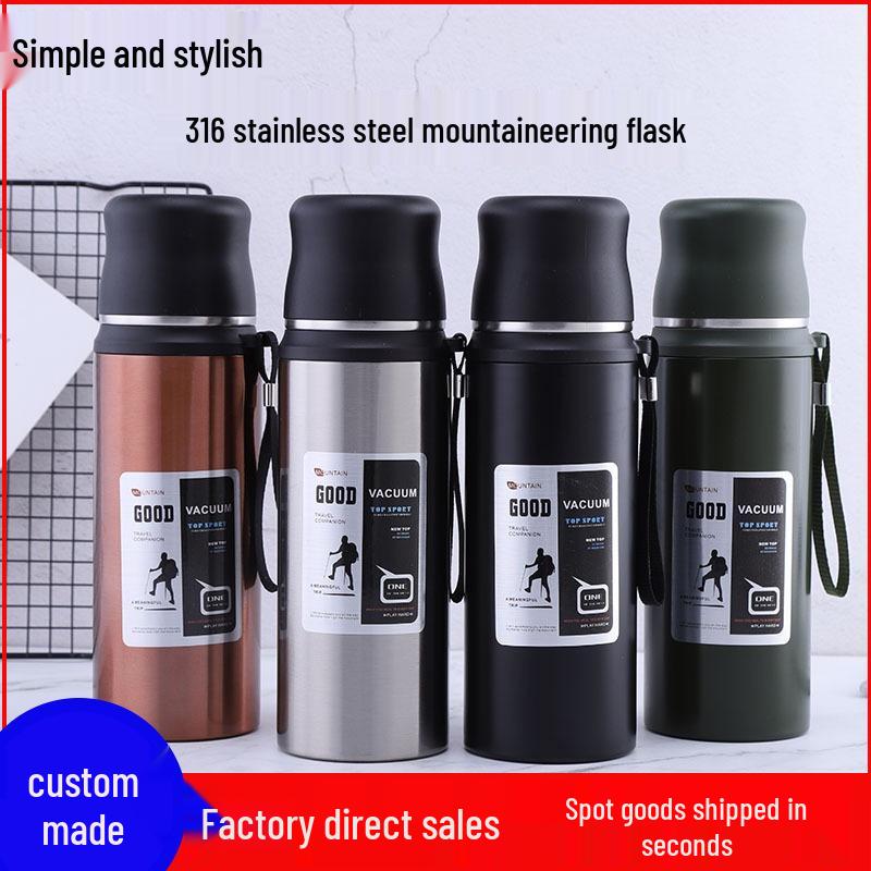 Термобутылка из нержавеющей стали 304 большой вместимости с откидной крышкой – Портативный подарок для активного отдыха