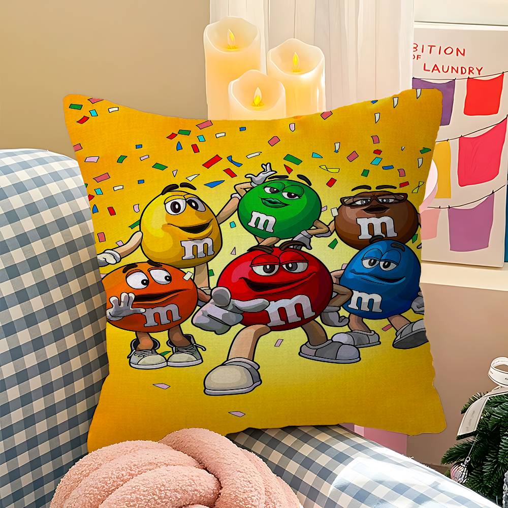 Подушки с принтом M&M's, Мультяшные, Декоративные для дивана, Домашний текстиль, Двусторонние, Короткий плюш, Милые наволочки