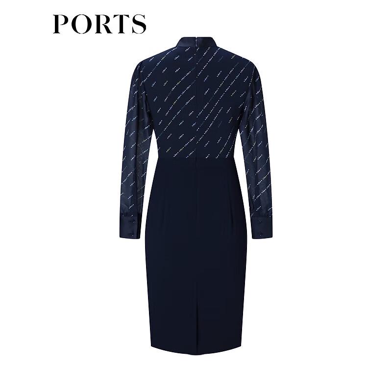 PORTS Women's Elegant Indigo Print A-Line Dress