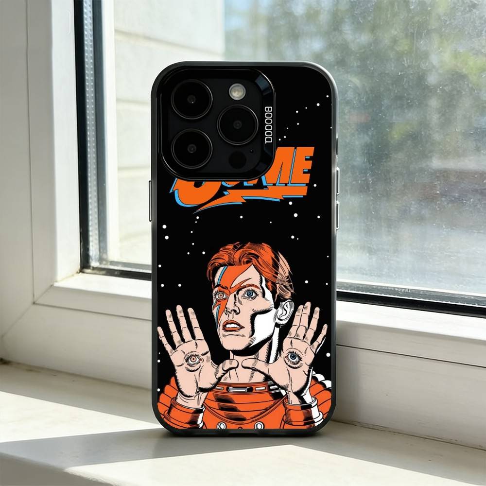 Singer D-David Bowie Phone Case For iPhone 17,16,15,14,13,12,11 Plus,Pro Max,XS,Colored Silver Plated Inside Cover