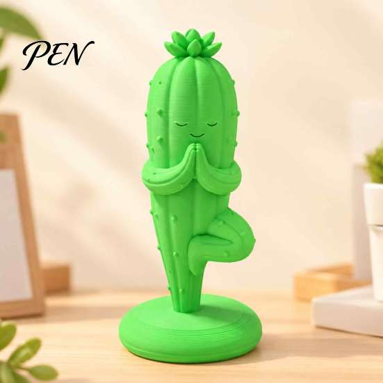 Забавное настольное украшение для коллег, 3D-печатная фигурка кактуса-йога, креативный настольный аксессуар со стабильным основанием, компактная статуэтка суккулента для медитации
