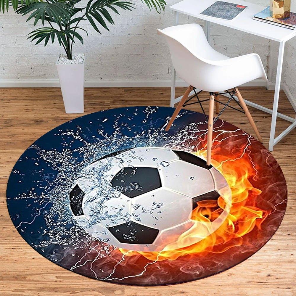 Flame & Water Soccer Ball - Unique Design for Sports EnthusiastsRound Non-Slip chair mat chair carpet for office Rugs for Office Decor Gift For Valent