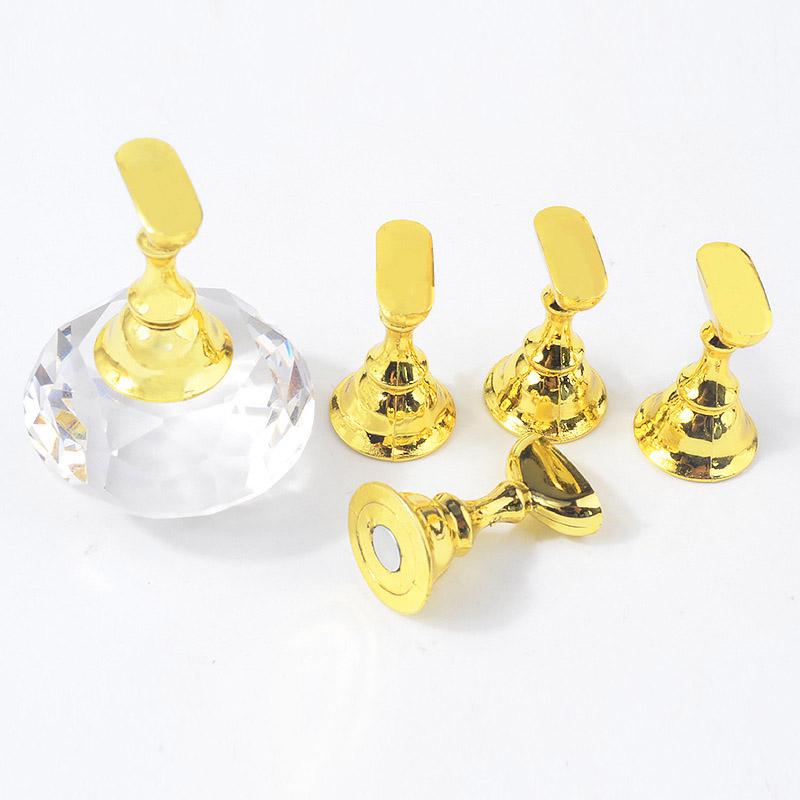 1Set Magnetic Nail Holder Practice Training Display Stand Acrylic Crystal Holders Alloy False Nail Tip Salon DIY Manicure Tools