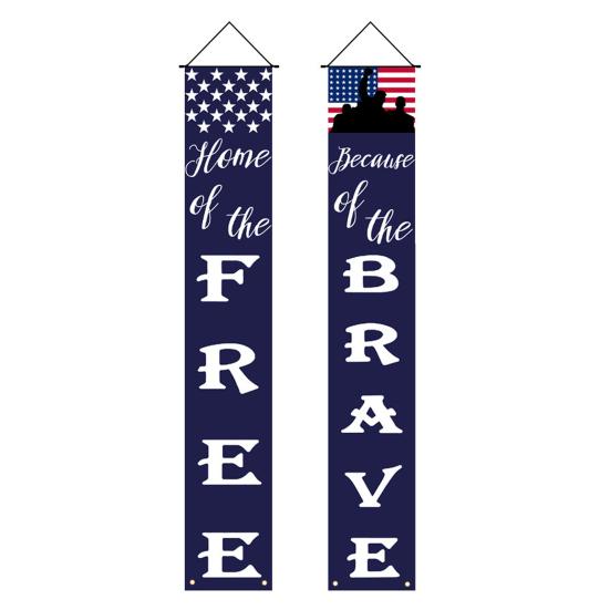 4th of July Patriotic Door Banners Outdoor Patriotic American Flag Hanging Porch Sign for Independence Day Memorial Day Decor