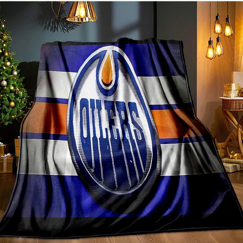 Edmonton Oilers Flannel Blanket, Use for Birthday/Holiday Gift, Soft Blanket for Sofa/Bed/Camping/Office/Tourism Use,All Seasons