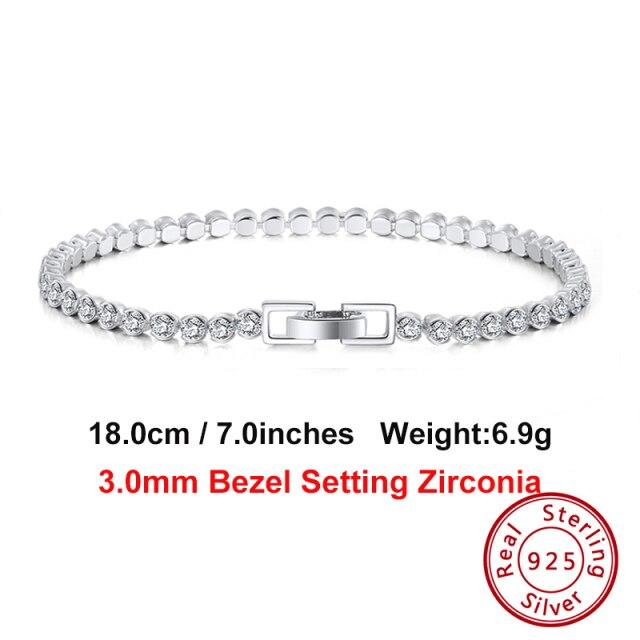 4mm Round Cut Tennis Bracelet In 925 Sterling Silver White Gold Woman Men Bracelets Bangle Jewelry Hand Chain Sb94