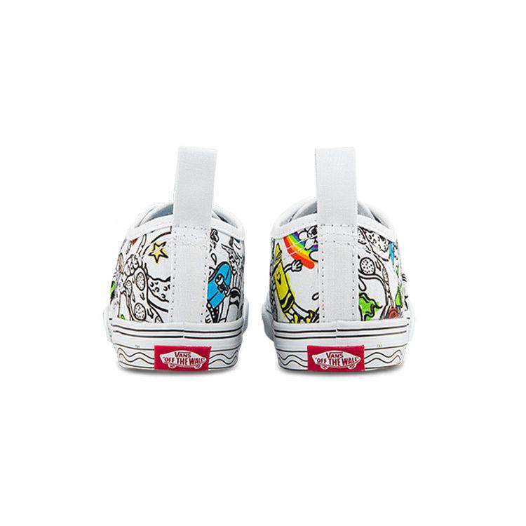 Crayola X Vans Authentic Elastic Lace Toddler Sketch Your Way Baby Sneakers White Multi-Color VN0A34A1ARE