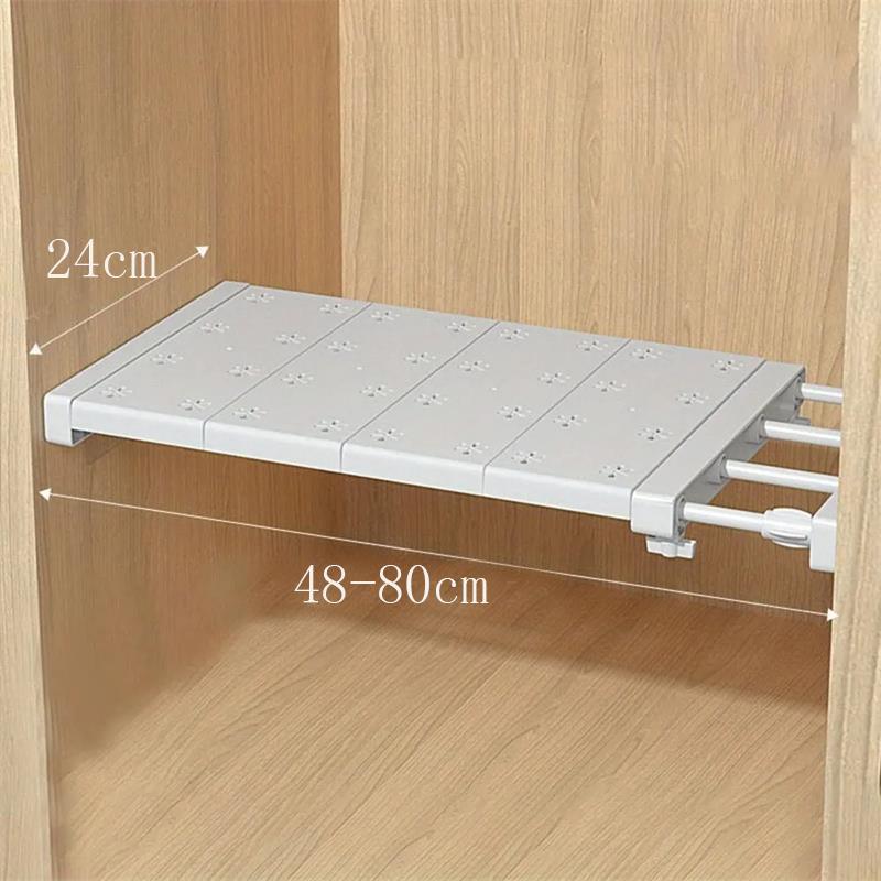 White Expandable Divider Punch-free Retractable Layers Board for Wardrobe Storage Kitchen and Bathroom Shelf Dormitory Dividers