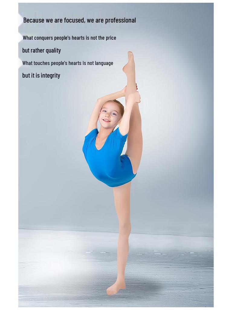 Red Children's Ballet Bodysuit - Short-Sleeve Cotton Leotard for Girls, Practice and Dancewear Style 5007