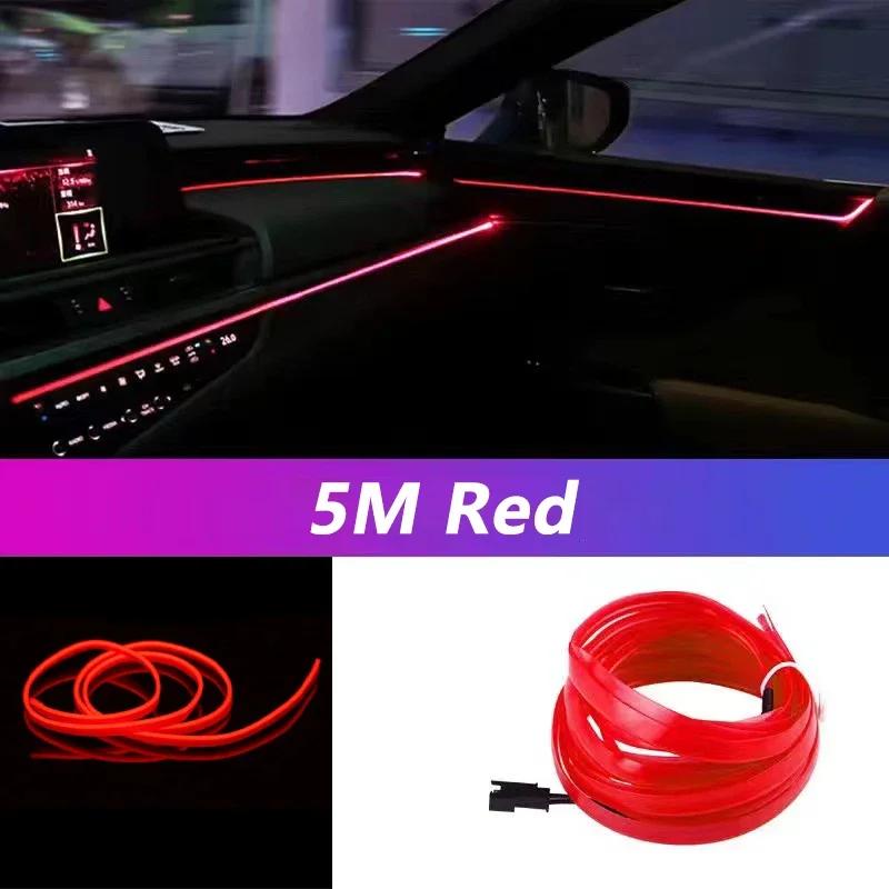 5M Светодиодная лента для салона автомобиля EL Провод Неоновая подсветка салона USB Гибкая декорация Сделай сам Автомобильная лампа для создания атмосферы вечеринки Диод