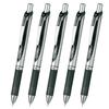 Шариковая ручка Pentel Гелевые чернила Тип нажимной EnerGel 0,4 мм Серебристый корпус XBLN74-A Черный 5 штук
