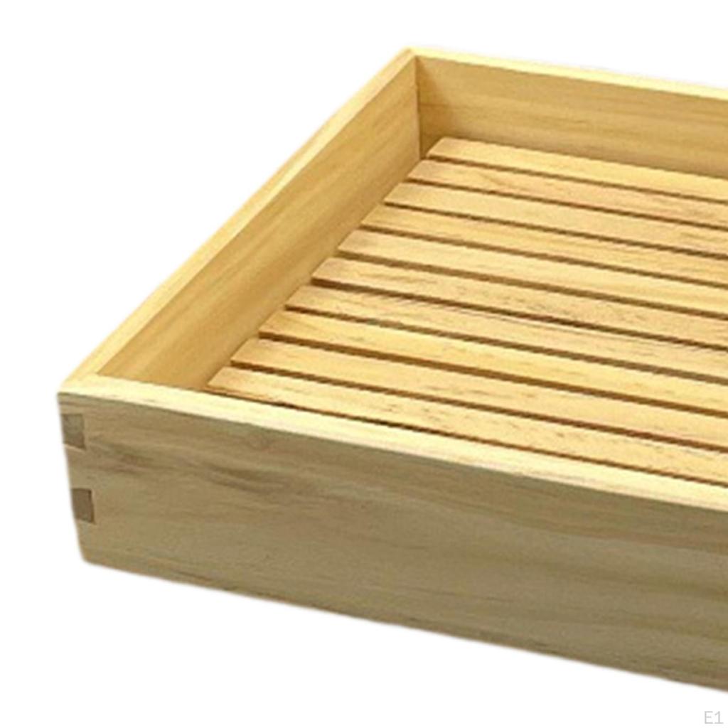 Wood Bread Board Bakery Cake Tray Cutting Removable Crumb Catcher with Holder Breakfast