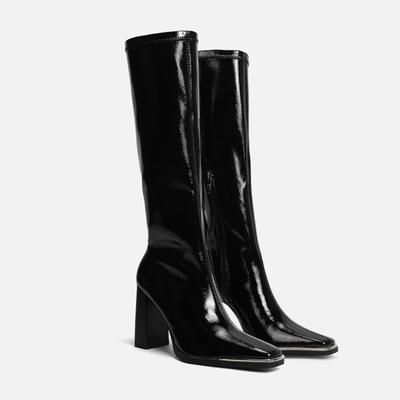 Модные женские туфли на высоком каблуке, высокие сапоги, дизайнерские массивные ботинки до колена, зима 2025, платье, готические, гладиаторские, челси, модная женская обувь