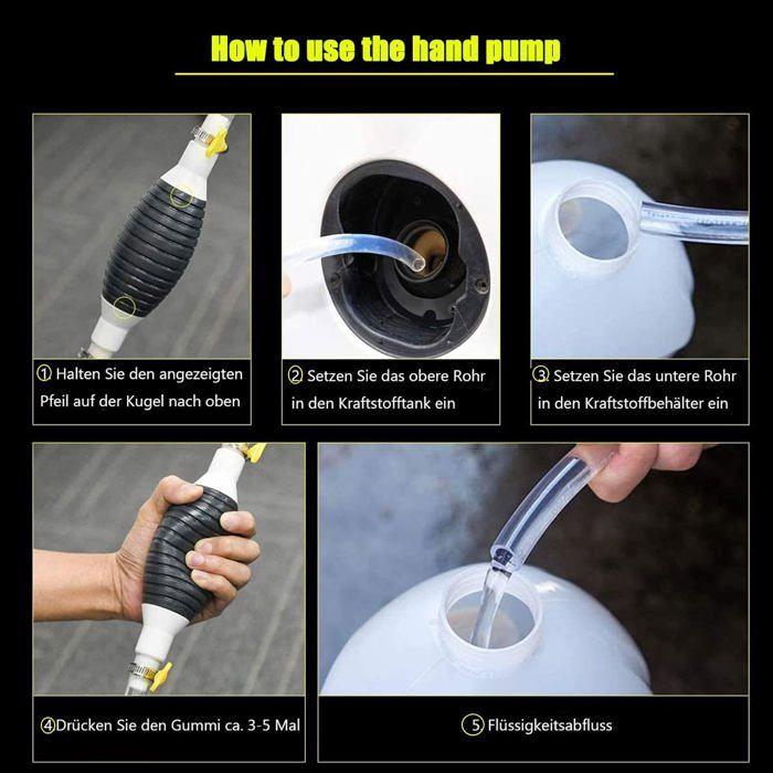 Pompe Manuelle,Pompe Manuelle Siphon Transfert Carburant Voiture portative,Universelle Pump Essence avec Le Tuyau 2M